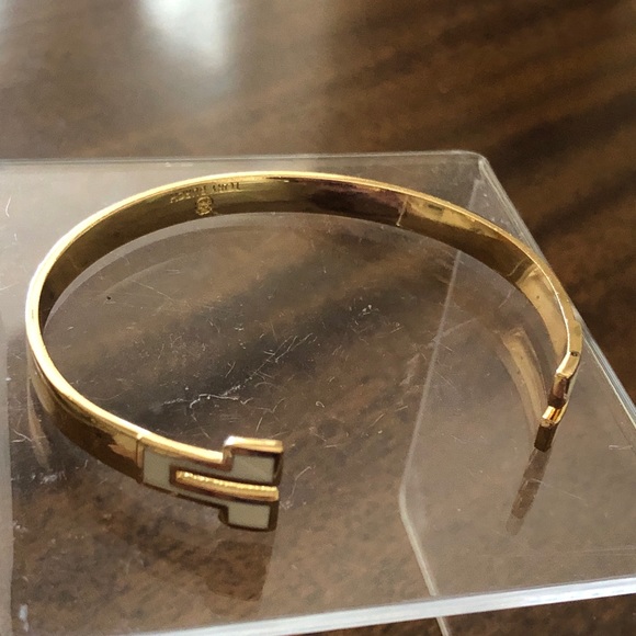 Vintage HTF Tory Burch open bangle enamel T tip cuff bracelet - Picture 2 of 16